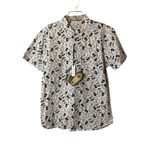 New Eighth Avenue Mens Skull Bones Short Sleeve Button‎ Down Shirt Sz XL